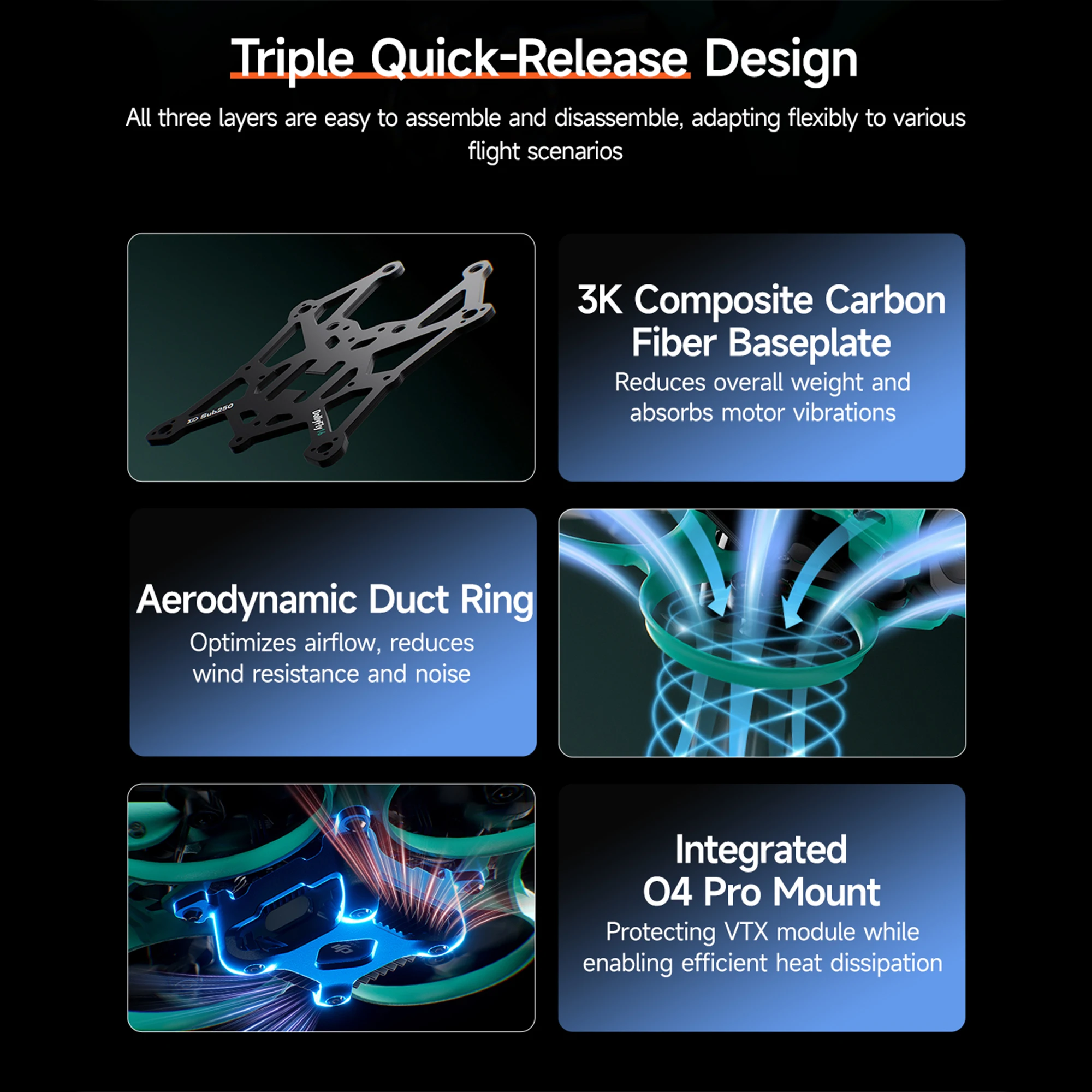 Sub250 DollyFly16 O4 에어 유닛 프로 /WTFPV 1.6인치 2S 시네후프 4K FPV 1103 14000KV 모터 쿼드콥터 프리스타일 드론
