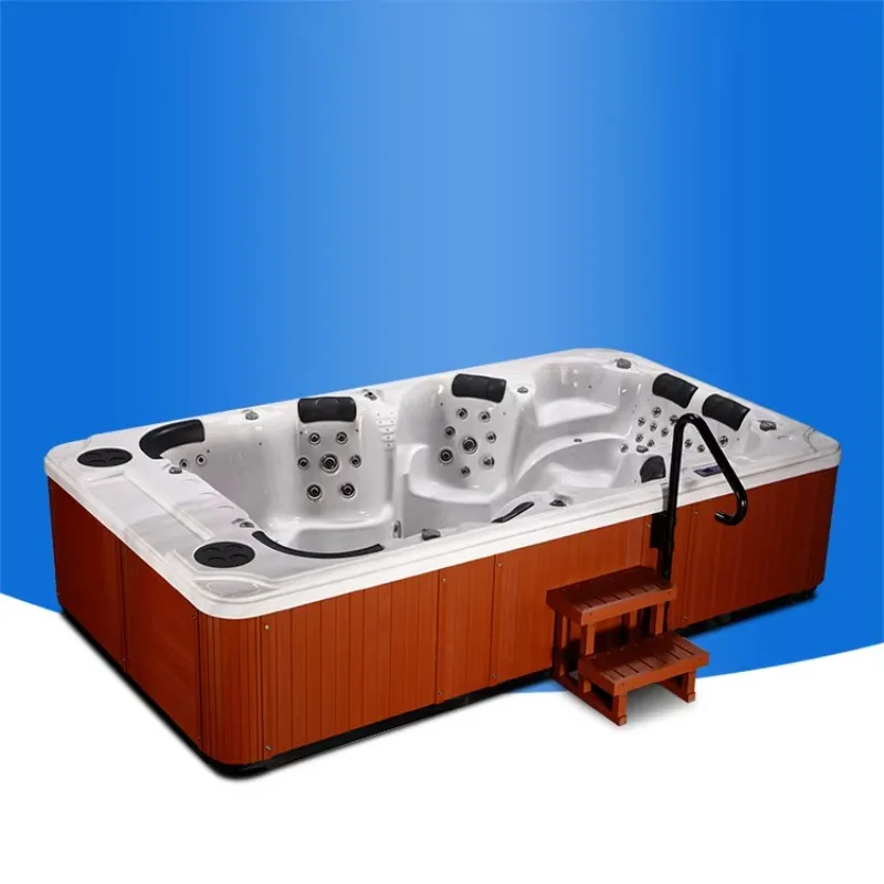 Fabrik in den USA, Acryl-Balboa-System, steuert einen rechteckigen Outdoor-Whirlpool und Schwimmbecken für 8 Personen.
