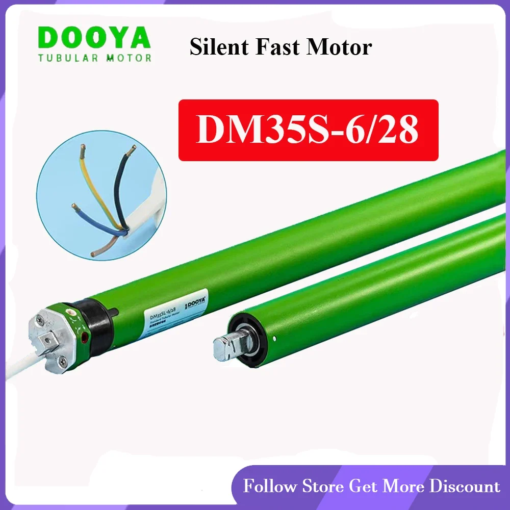 Dooya Silent Fast Rolling Tubular Motor DM35S 6/28 for Rolling Blinds, 220/230V 50/60Hz, 4 Wires Motor, for 40/45/47/50mm Tube