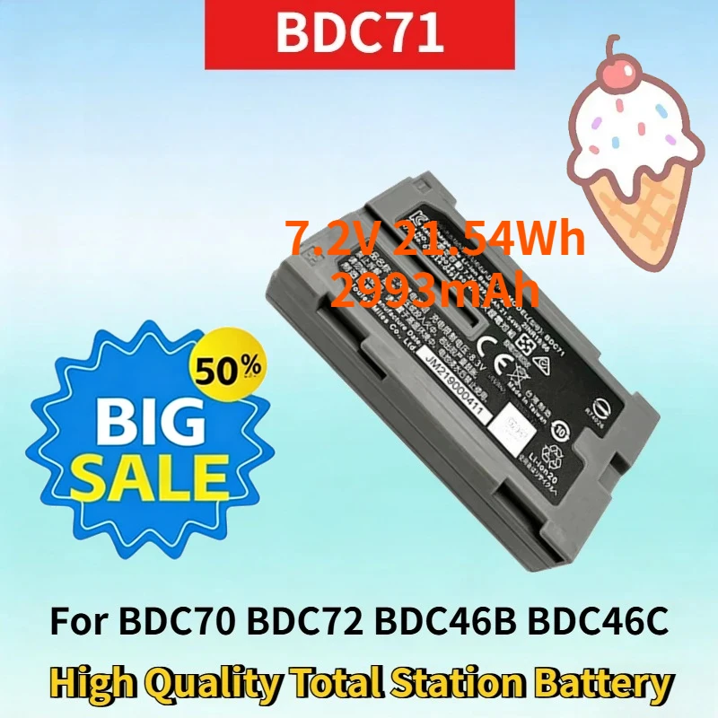

Newest BDC71 7.2V 21.54Wh 2993mAh Rechargeable Battery for BDC70 BDC72 BDC46B BDC46C High Quality Total Station Li-ion Battery