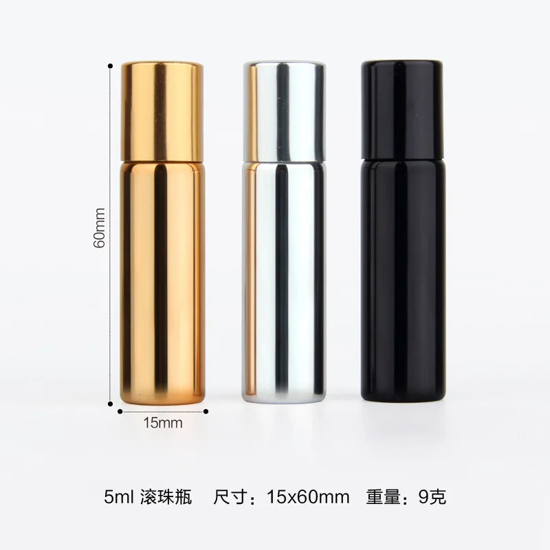 

200pcs 5ML Portable Gold Essential Oil Bottle UV Glass Refillable Perfume Bottle Travel Roll On Essential Oil Roller Bottles