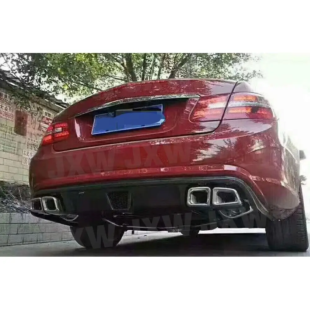 JXWANCF ألياف الكربون المصد الخلفي الشفاه مع نصائح العادم لبنز E Class W207 C207 كوبيه E260 E300 E350 سبورت كوبيه 2009-2012 FRP #3