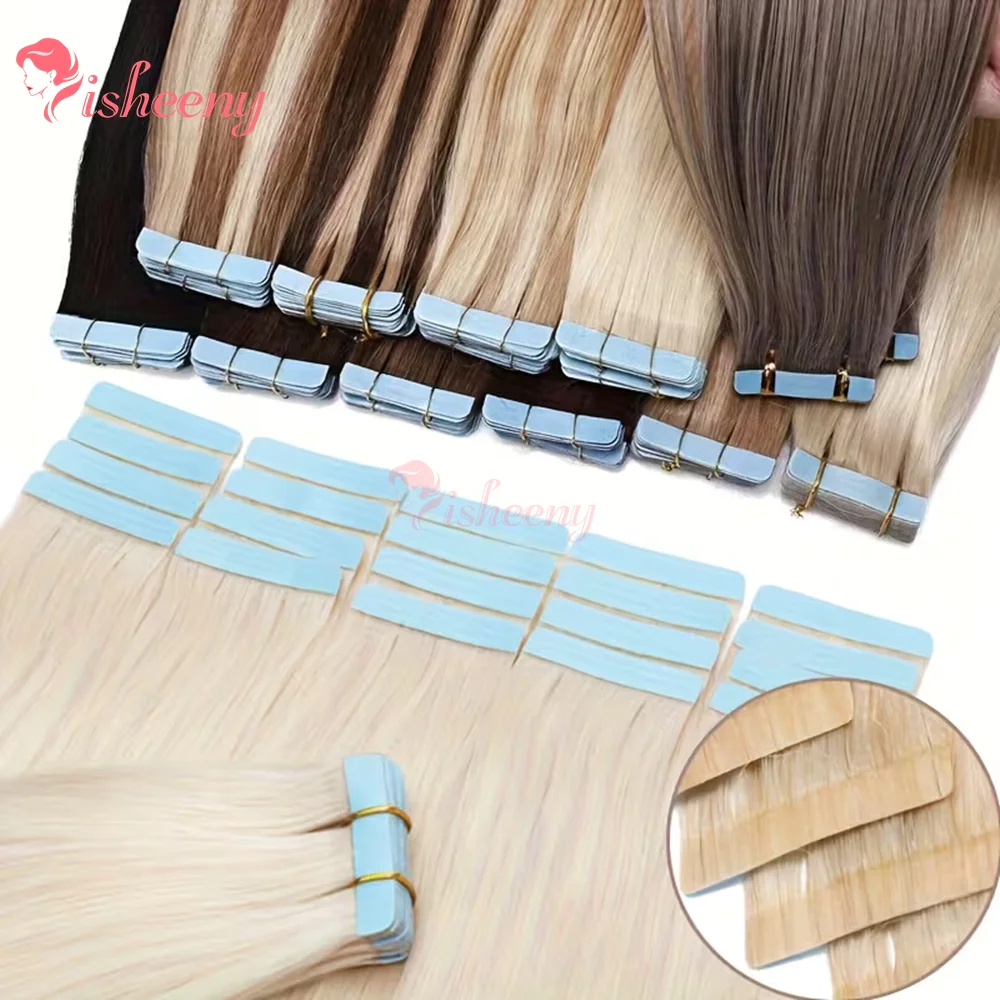 

20pcs Tape In Human Hair Extensions Straight Real Remy Hair - Double-Sided Tape-Ins for Volume & Length Invisible Seamless