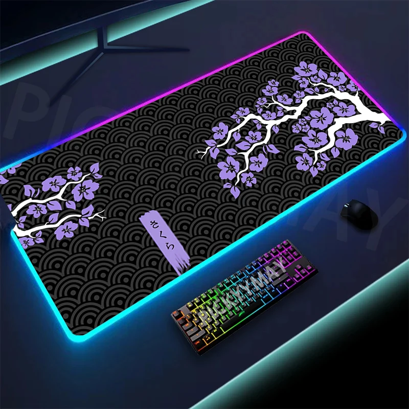 

Large RGB Mouse Pad Gaming Mousepad LED Mouse Mat Sakura Design Gamer Mousepads Table Pads Keyboard Mats Desk Rug With Backlit