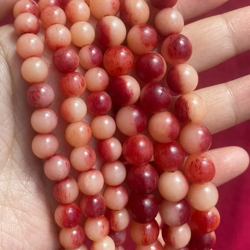 108-bead bracelet for couples made of blood-red ox bone with round beads, ethnic style for women
