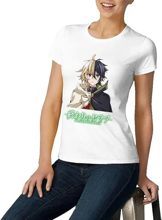 Seraph Anime des Endhemdes Damenmode Kurzarm Baumwolle T-Shirts schnell trocknen Muster benutzer definierte T-Shirts schwarz