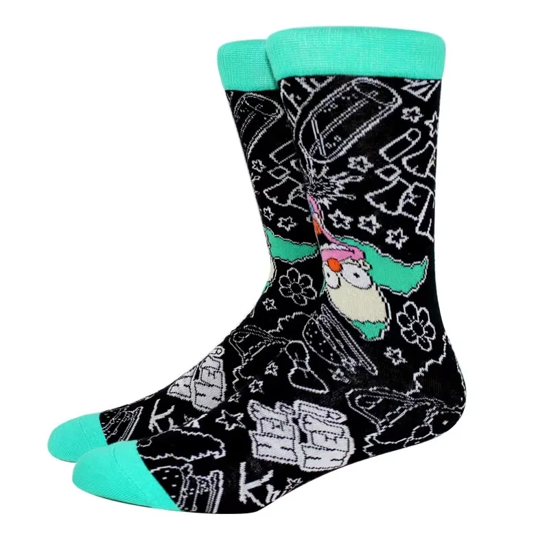 5 أزواج جديد وصول أنيمي النساء الرجال الجوارب الجوارب الطويلة الرجال الركبة عالية تأثيري العجل جورب الكبار شخصية الهيب هوب جورب حجم 36-44 #4