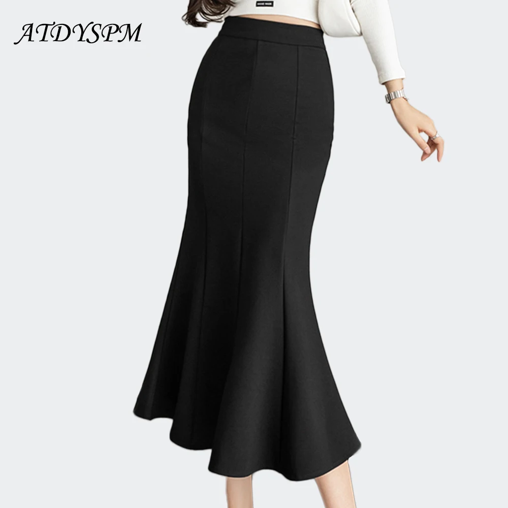 

High Waist Skirts For Women Elegant Office Lady OL Style Black Long Mermaid Skirt Fashion Spring Casual Skirts Faldas Mujer 2024