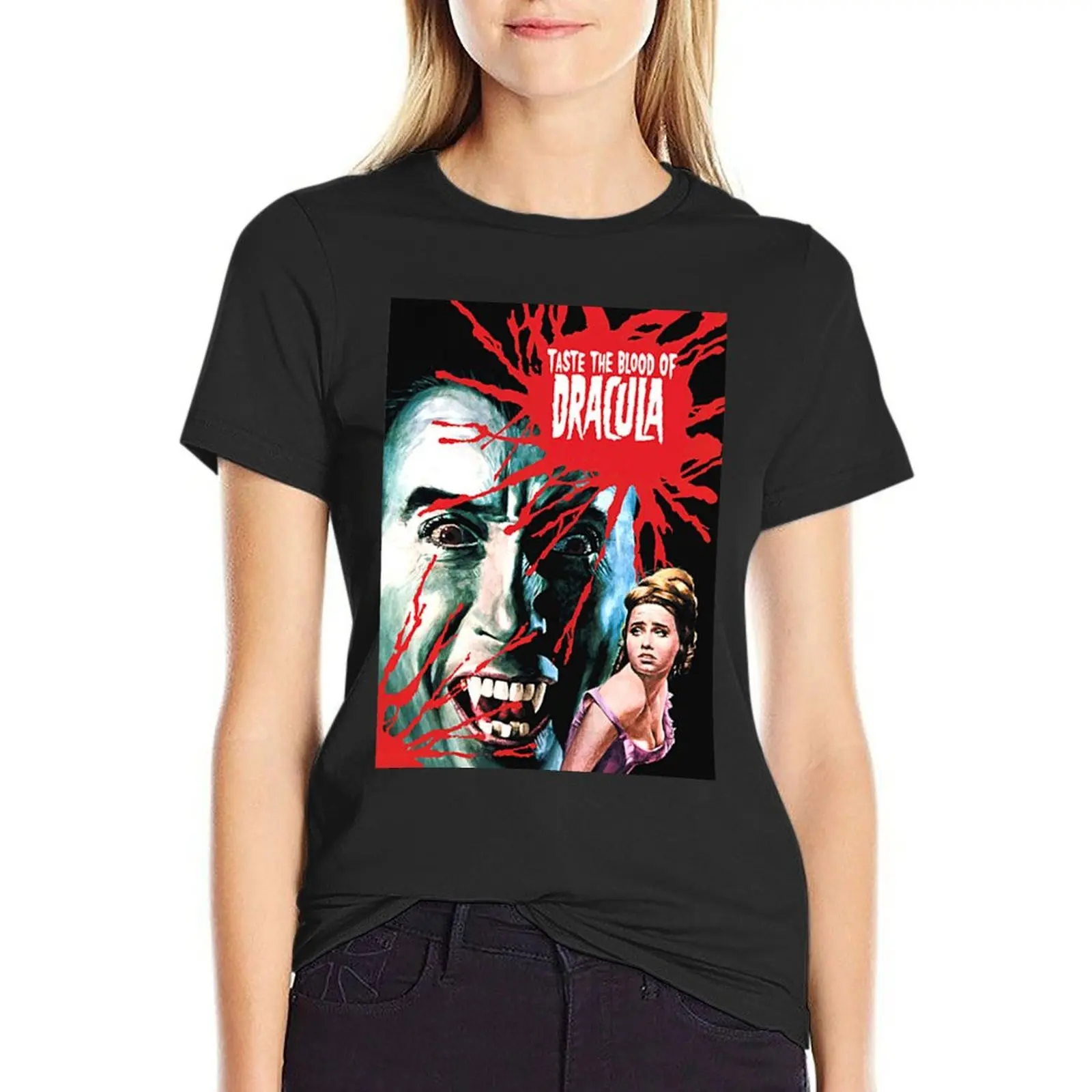 

Halloween Blood Scary Vampire Dracula Horror Movies 80s Fans Gifts T-Shirt summer tops quick drying ariat shirts for Women