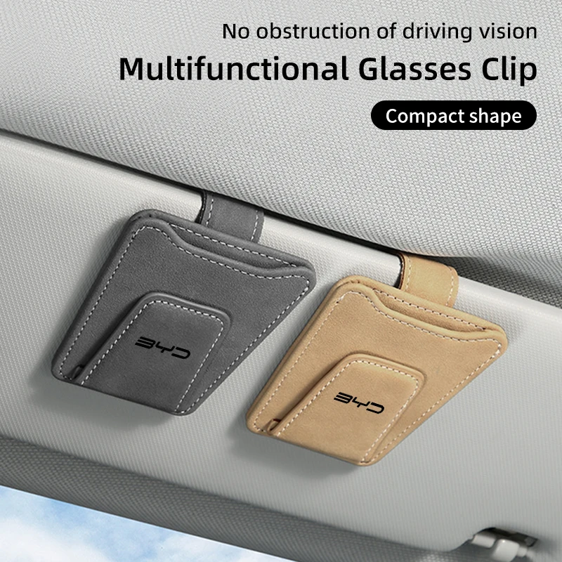 

Car Sun Visor Glasses Clip Leather Sunglasses Card Holder For BYD F3 I3 F0 F6 S6 S8 E5 E6 G3 G6 L3 S7 M6 Tang Song Qing Yuan Max