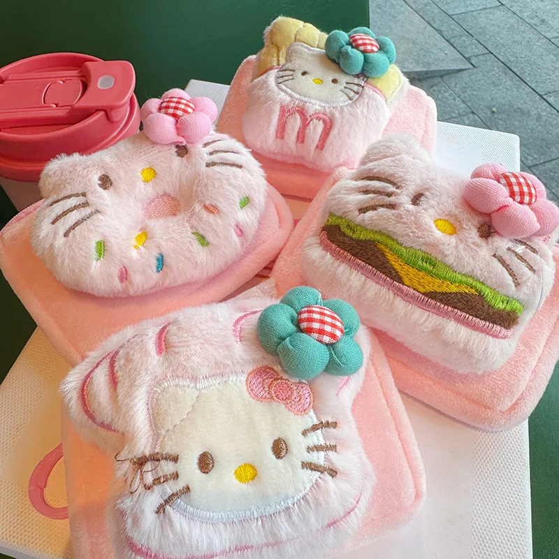 

Kawaii Sanrio Hello Kitty кошелек для монет креативный квадратный розовый сумка для хранения наушников брелок для девочек подарок на день рождения периферийные устройства