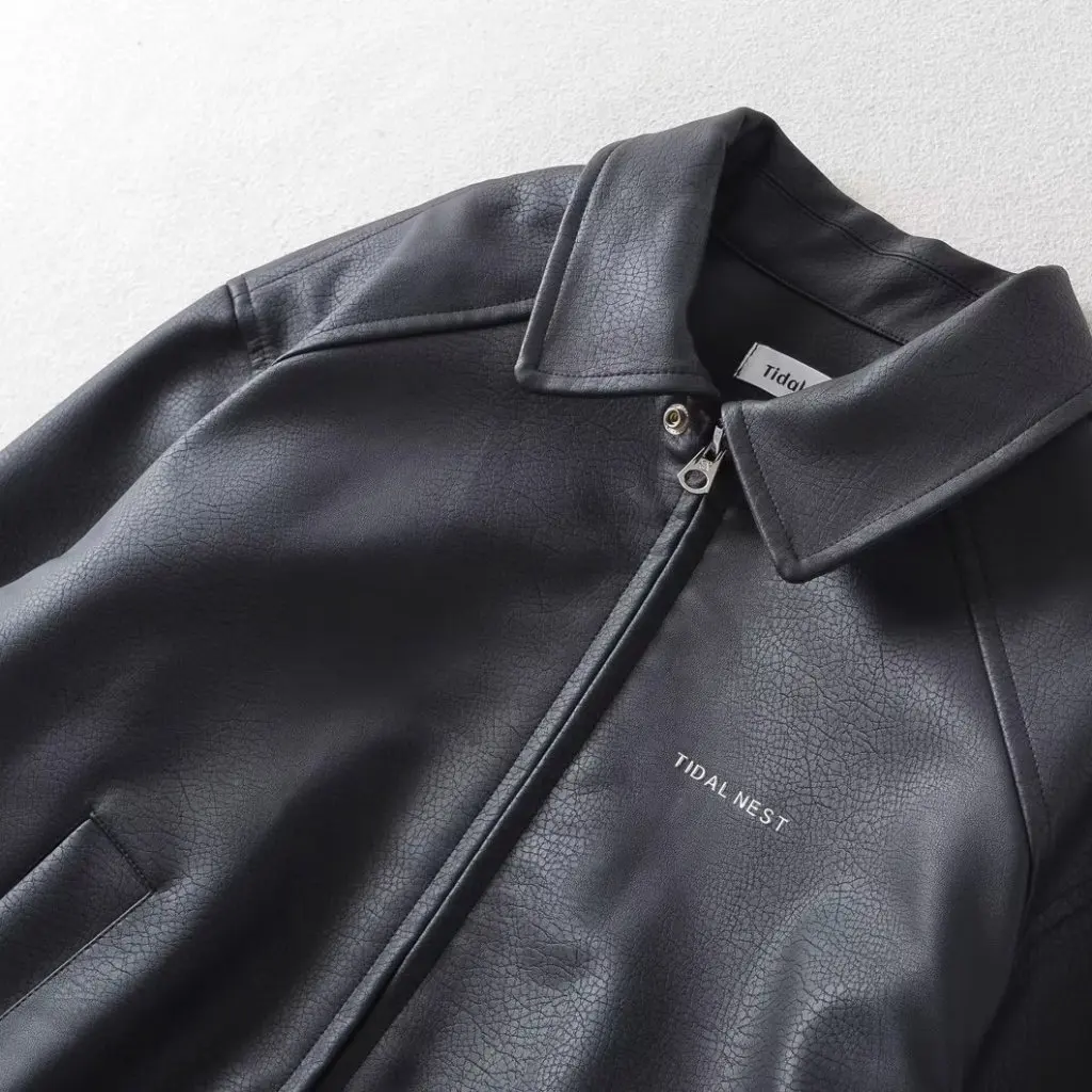 Women's Loose Lapel Leather Coat Motorcycle Style PU Leather Black Jacket Autumn Winter Fashion Top for Ladies