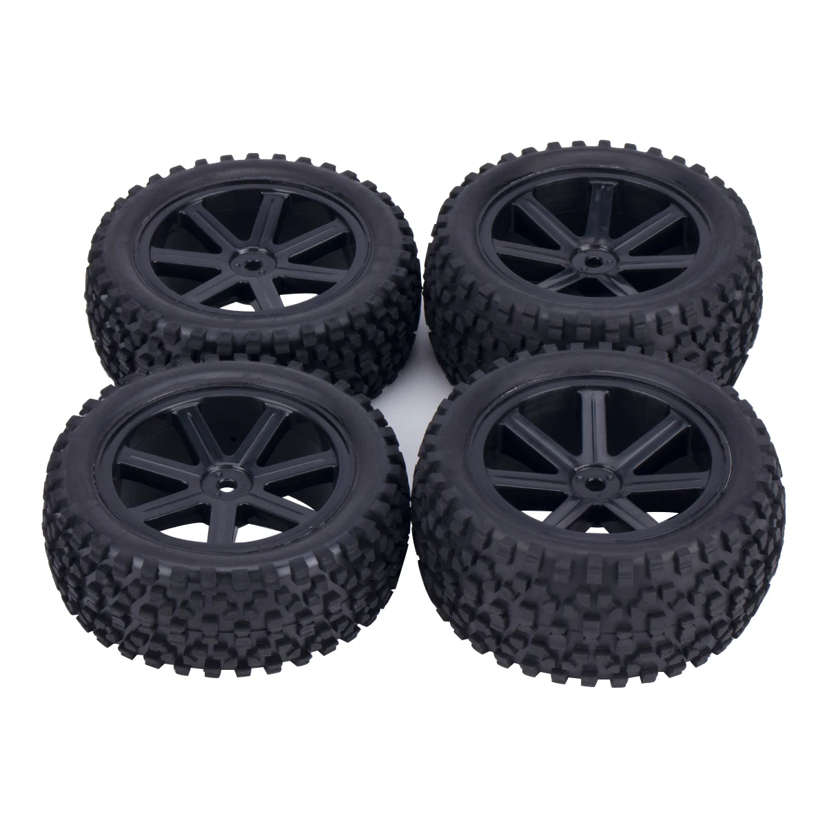 Gummi-Reifen vorne und hinten, Räder-Set, 12 mm Sechskantnaben für Redcat HPI HSP Tamiya Traxxas ZD Racing RC 1/10 Off Trail Buggy