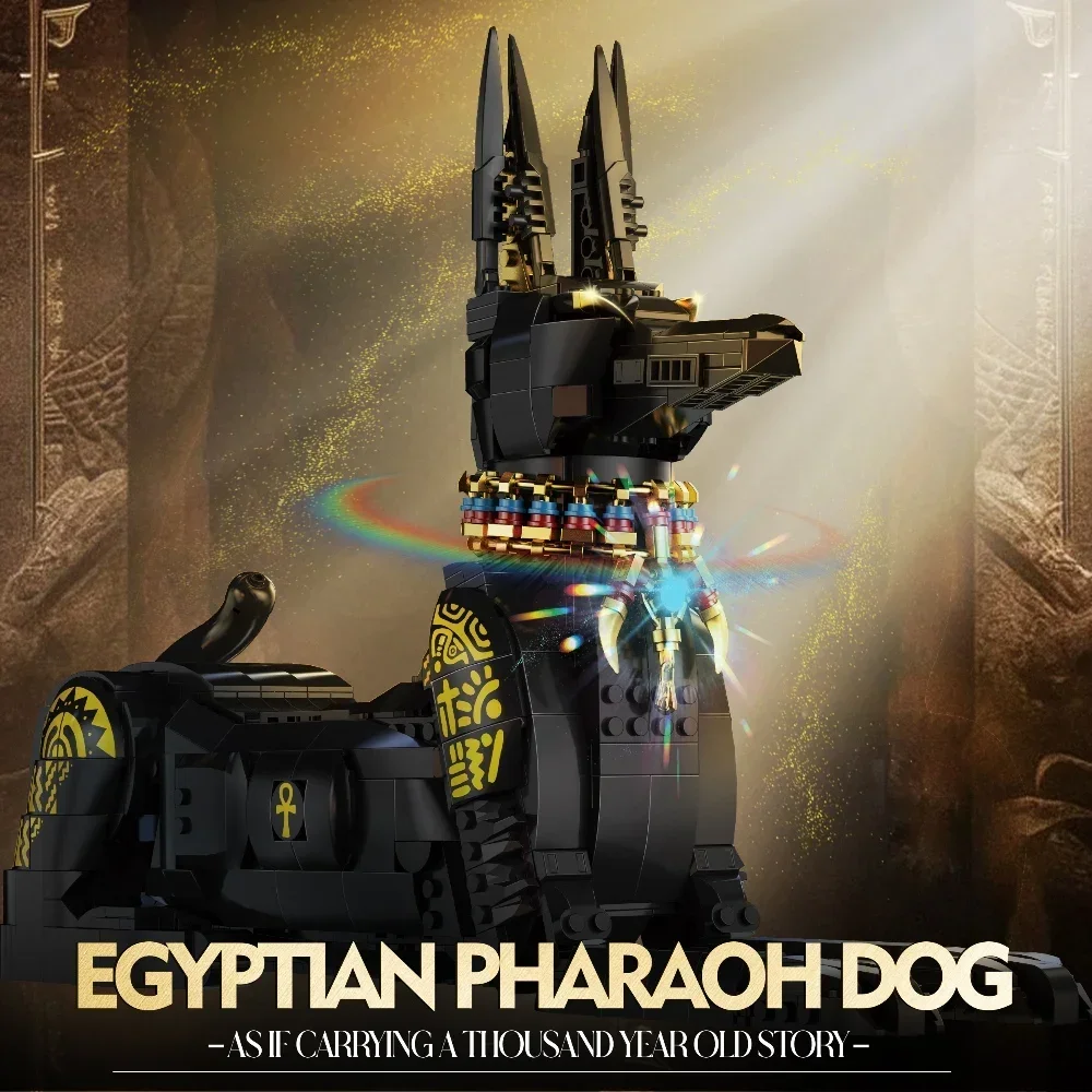 

1208PCS Mechanical Pharaoh Dog Building Blocks Kit DIY Assembly Technical Animals Bricks Model Animal Toys Birthday Gift For Kid