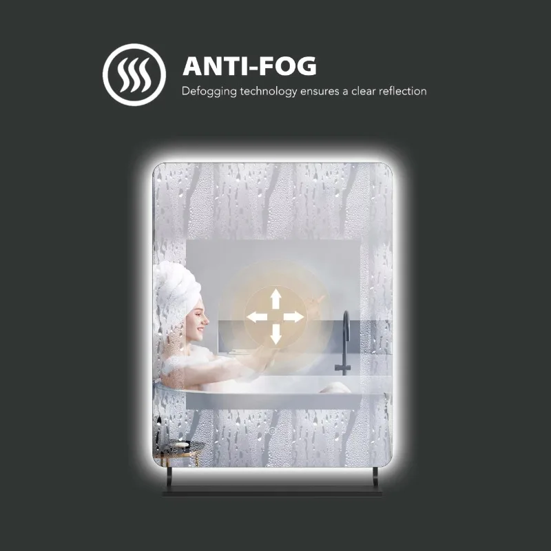 شاشة فندقية حديثة مضادة للضباب بلازا تخزين خلفية بدون إطار صمام ثنائي باعث للضوء رف مرآة حمام مع رف #5