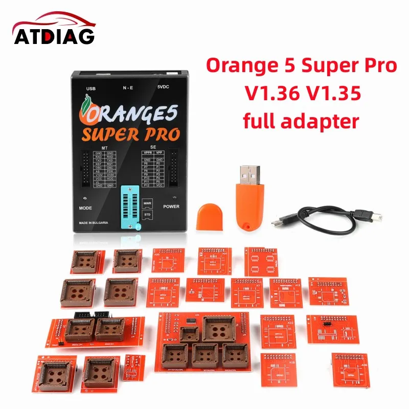 Orange5 Super Pro V1.36 V1.35 Full Actived Professional Programming Device With Full Adapter Orange 5 OBD2 Auto Programmer