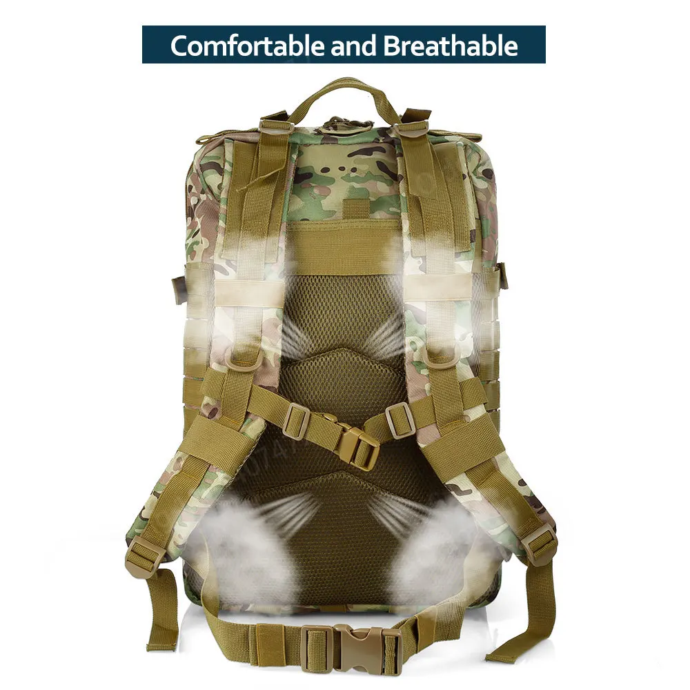 Yao Dong 50 liters Outdoor tactical dual shoulder large 3P backpack Backcountry cycling sports backpack Travel attack camouflage