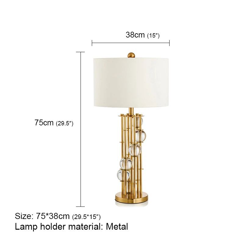 TYLA　Nordic Crystal Table Lamp LED Modern Dimming Gold Desk Light Creative Decor for Home Living Room Bedroom
