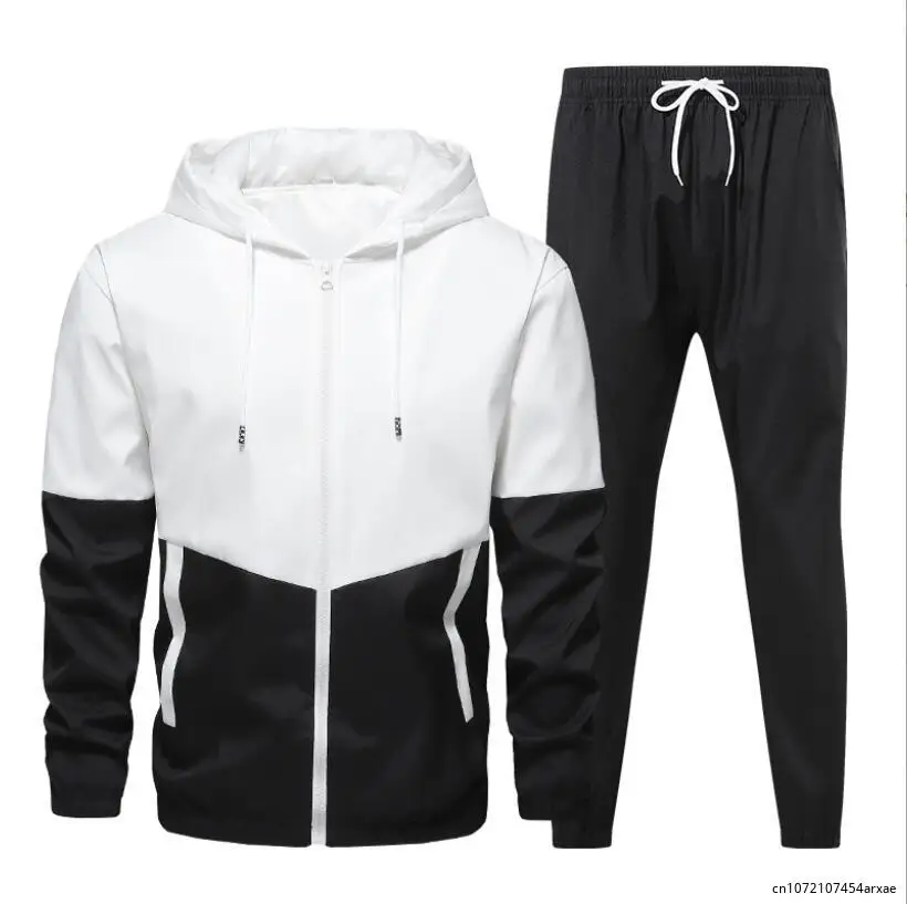 Men Cardigan Jackets+Pants Sportwear Sets Men Patchwork Sport Suit Casual Tracksuit Male Couple Sweat Suits 3 Colors