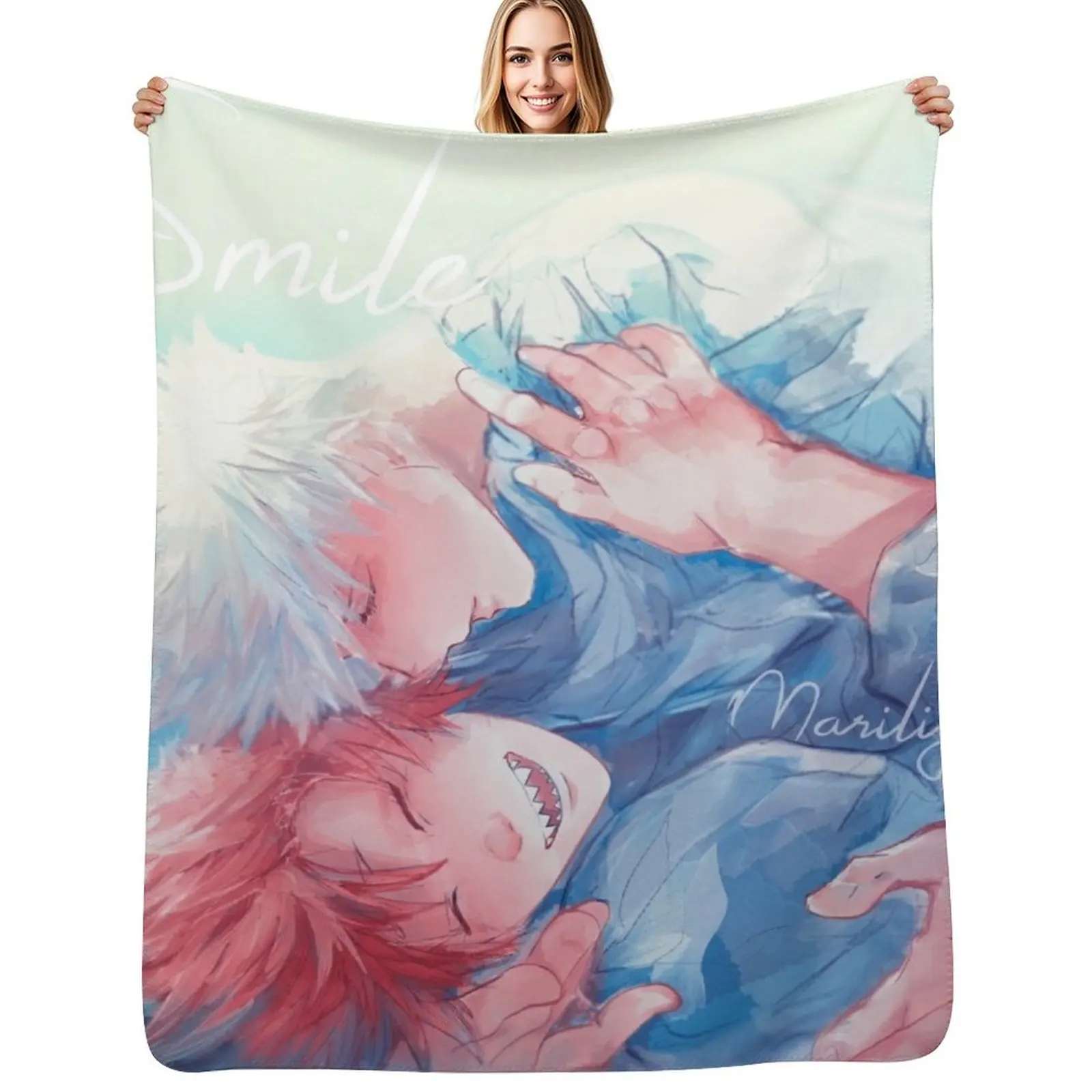smile - Kiribaku Throw Blanket Warm Cozy Throw Blanket for Living Room Couch