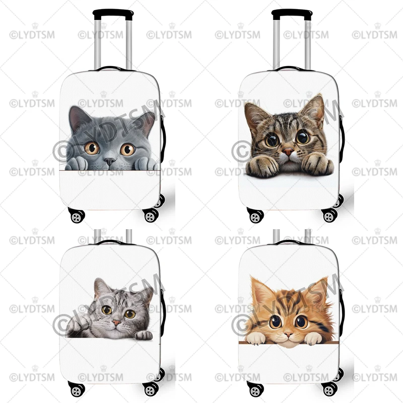 

Cute Little Cat Lying on The Floor Pattern Luggage Covers for Travel Ragdoll / British Shorthair Cat Suitcase Protective Cover