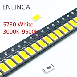 Diodos claros brancos, 5730-CW WW, 0.5W-150Ma, 50-55lm, 3000K, 4000K, 6000K, 95000K, SMD 5730, 5630, LED 5730, 3.2-3.4V, 100 PCes