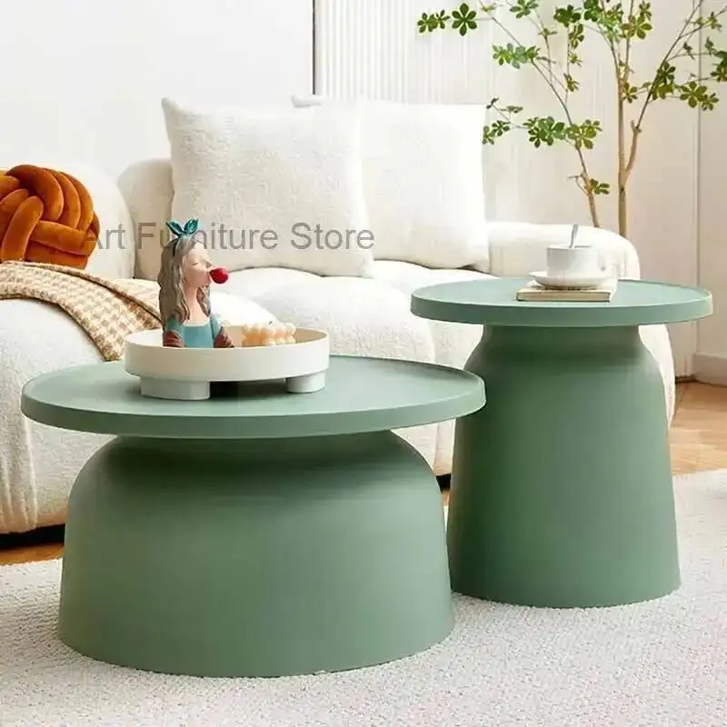 طاولة القهوة ذات التصميم الحديث لغرفة المعيشة الاسكندنافية طاولات القهوة الاكريليك البسيطة اليابانية المستديرة الأبيض أثاث ميسا دي سنترو دي سالا