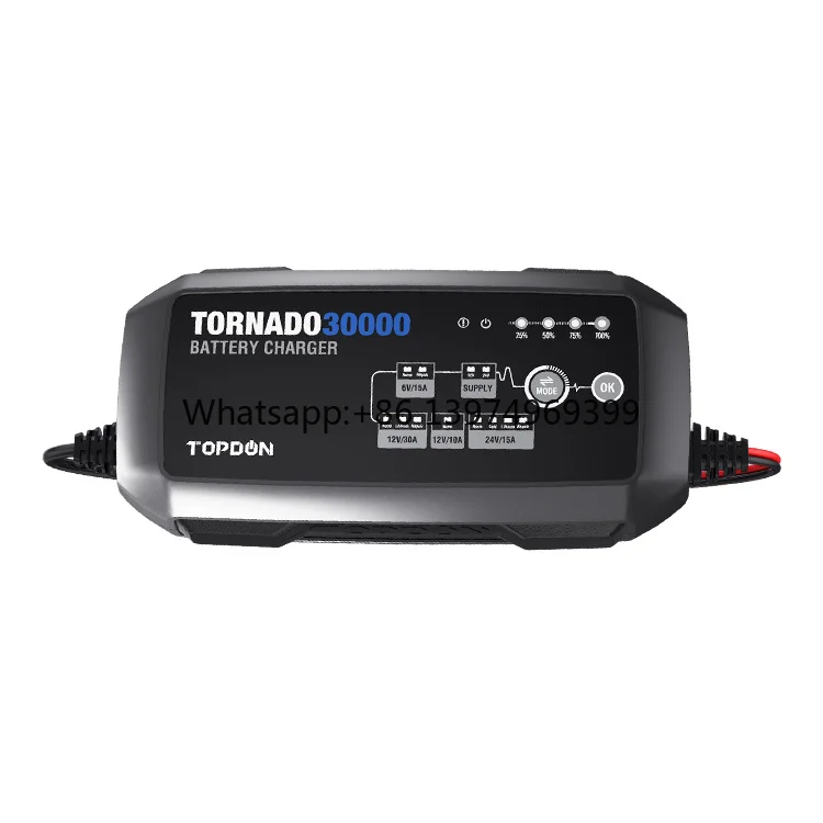 T30A Vehicle Automotive Reverse Polarities 6/12/24 Volt 30 ABS Flame Retardant Battery Charger Power Car Battery Charger