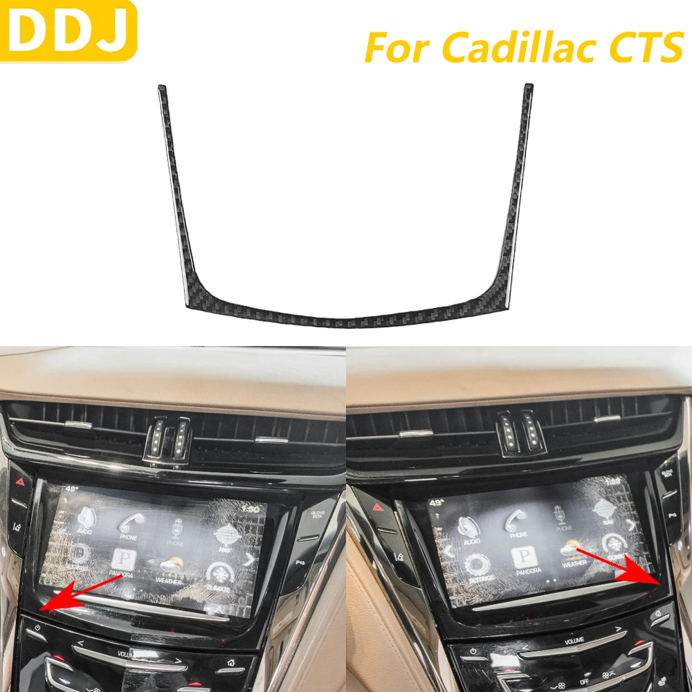 

For Cadillac CTS 2014-2019 Real Carbon Fiber Central Control Navigation Screen Frame Trim Cover Car Accessories Interior Sticker