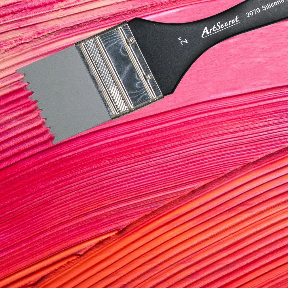 Artsecret Silicone Wave Brush for Painting Crafts Acrylic Oil Water Based Silica Glue Brushes Painting Tool for Artists 1-3 Inch