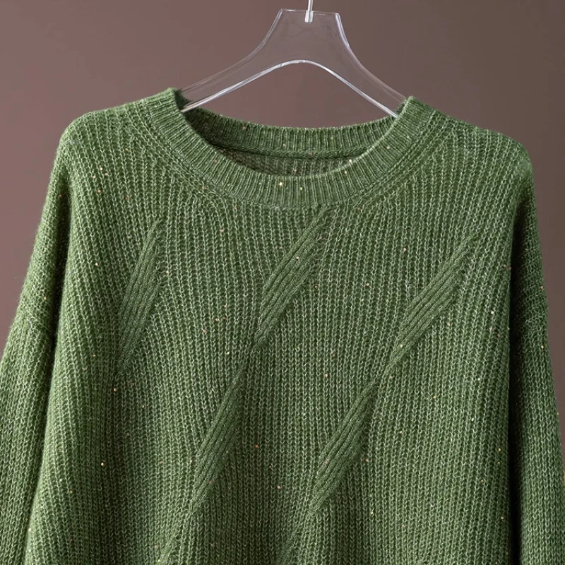 Birdtree، سترة محبوكة صلبة من مزيج الكشمير من الصوف، سترة تريكو نسائية برقبة دائرية وأكمام طويلة، بلوفر دافئ لخريف 2025 T5O510JF