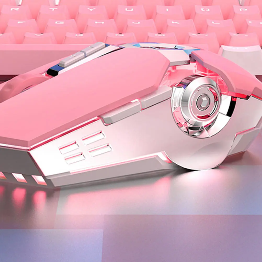 

Pink Gaming Mouse Comfortable Touch 4 DPI Colorful Breathing Light Wired Ergonomic Aluminum Alloy Programmable Computer Mouse