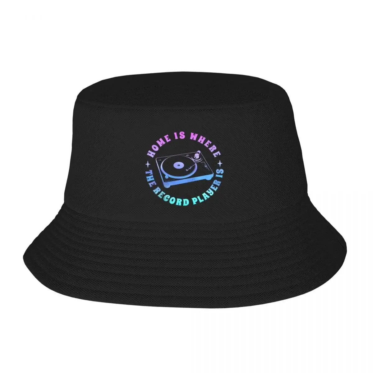 New Home Is Where the Record Player Is Bucket Hat Gentleman Hat Cosplay Thermal Visor Sun Cap Baseball Cap Men Women's