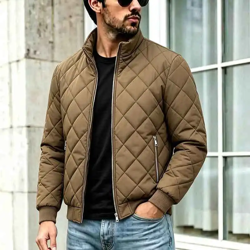 Winter Men's Warm Cotton Coat Trendy Simple Versatile Loose Solid Color Fashion EU Size