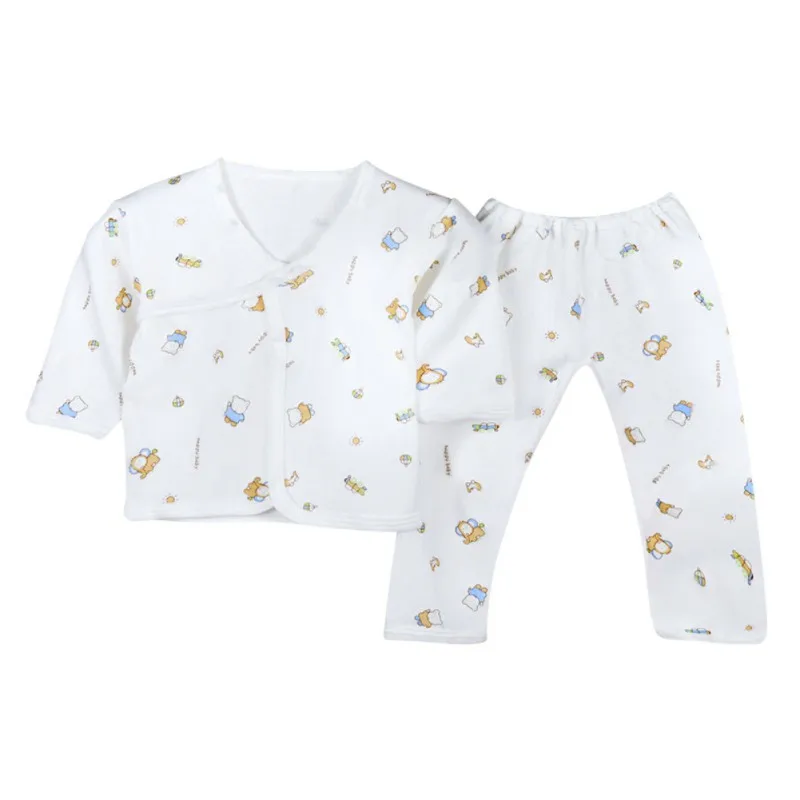 Newborn Cotton Underwear Pajama Set Boys Girls Soft Breathable Pajama Set Cartoon Long Sleeve + Trousers Baby Pajama Set