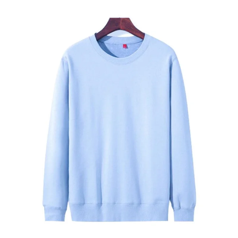 600G Pure Cotton Fleece-lined Thick Non-Inverted Velvet Heavy Solid Color round Neck Sweater Thermal Base Couple Sweater