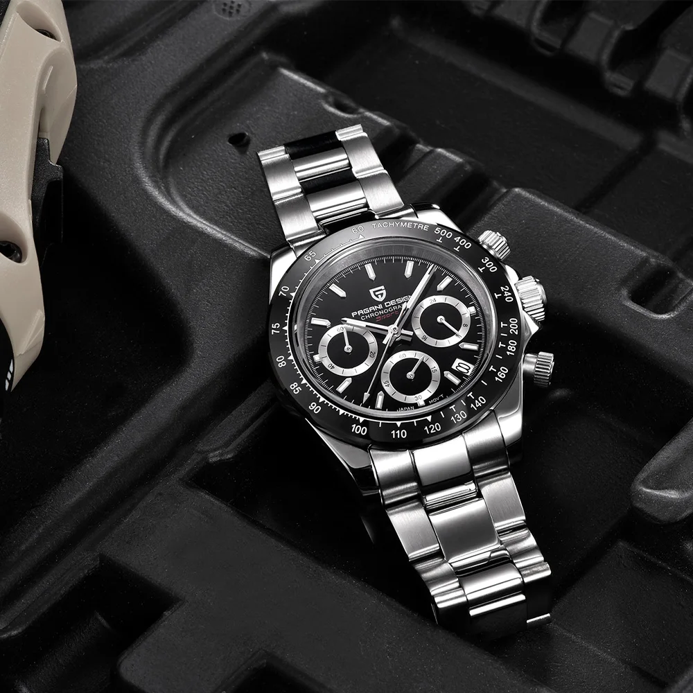 2025 جديد باجاني تصميم ساعة كوارتز رجالية العلامة التجارية الفاخرة الياقوت VK63 كرونوغراف رياضي تاريخ تلقائي 10BAR ساعة هدية صندوق #4