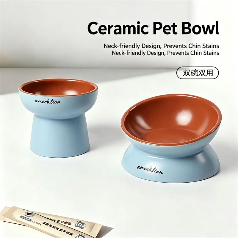 Elevated Ceramic Cat Bowls Tilted Food - Comedero Elevado de Cerámica para Gatos,
