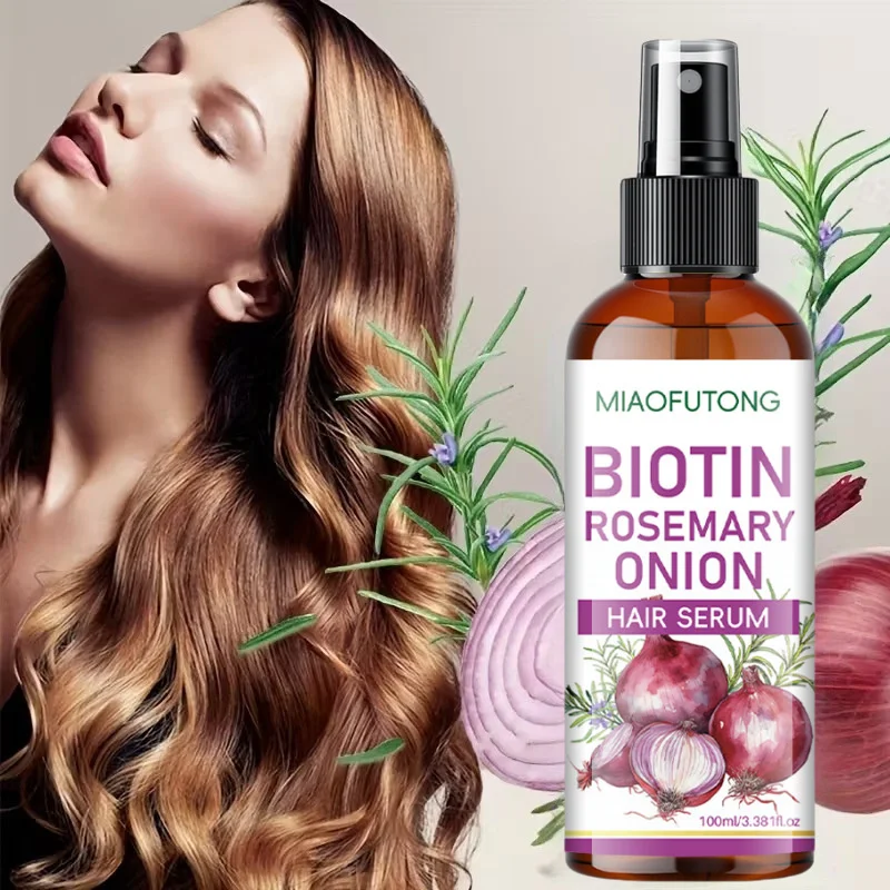 البيوتين روزماري البصل مصل الشعر رذاذ زيت نمو الشعر ترقق علاج تساقط الشعر منتجات النمو السريع العناية بالجمال امرأة 100 مللي