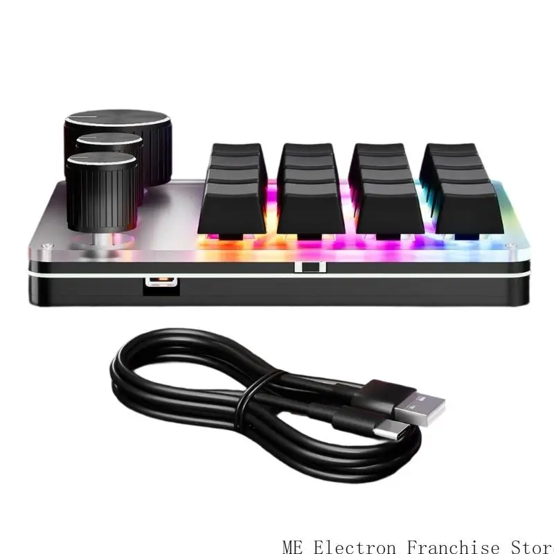 T5EA تخصيص لوحة المفاتيح MACRO 16-KEY 3 KNOBS MINI قابلة للبرمجة keyaoard hotswap