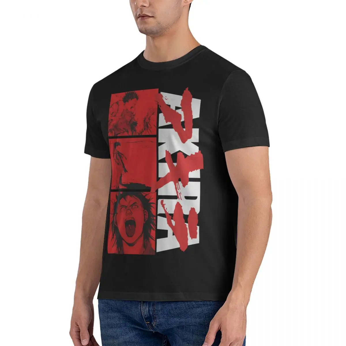 Tetsuo Shima Red Men's T Shirts AKIRA Unique Tees Short Sleeve Crewneck T-Shirts 100% Cotton 4XL 5XL Tops