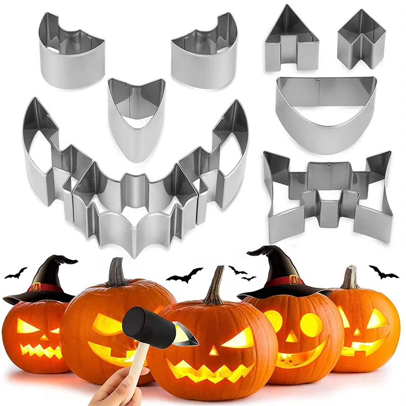 

10/12/13pcs Halloween Pumpkin Carving Set Holiday Party DIY Stainless Steel Pumpkin Lantern Carving Tool Biscuit Mold