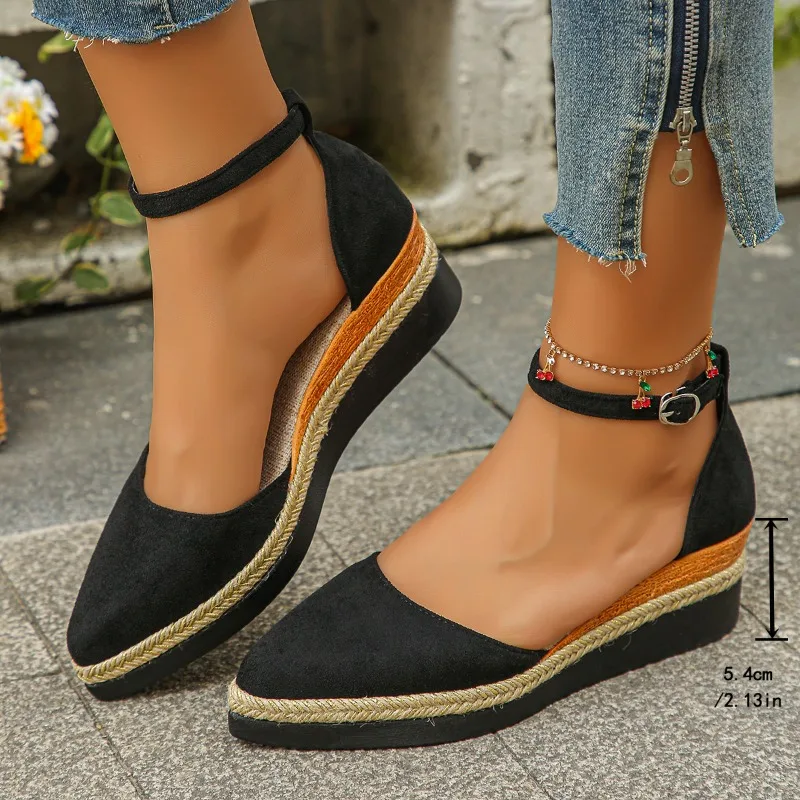 

Women Wedge Sandals Suede Leather Casual Sandals Summer New Slingback Sandals for Women Fashion Pointe Platform Sandalias Mujer