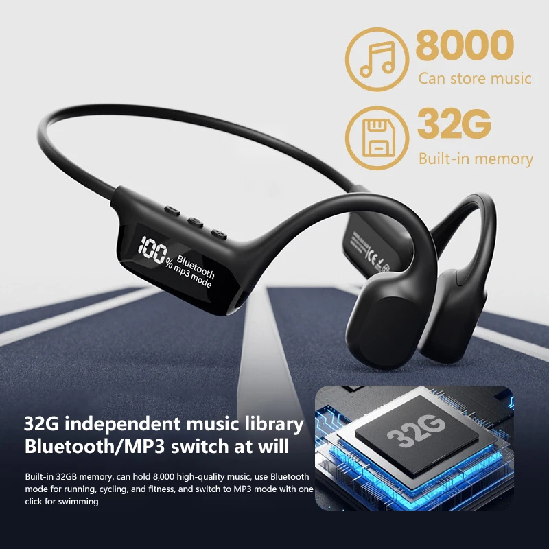 

Over-ear Swimming Headphones Bluetooth5.4 Wireless Sports Bone Conduction Headphones With Memory Ultra-long Battery Life NEW