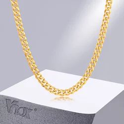 Vnox Women Chain Necklaces, Cuban Miami Curb Chain,Herringbone Flat Snake Chain Necklace,Solid Gold Color Stainless Steel Choker