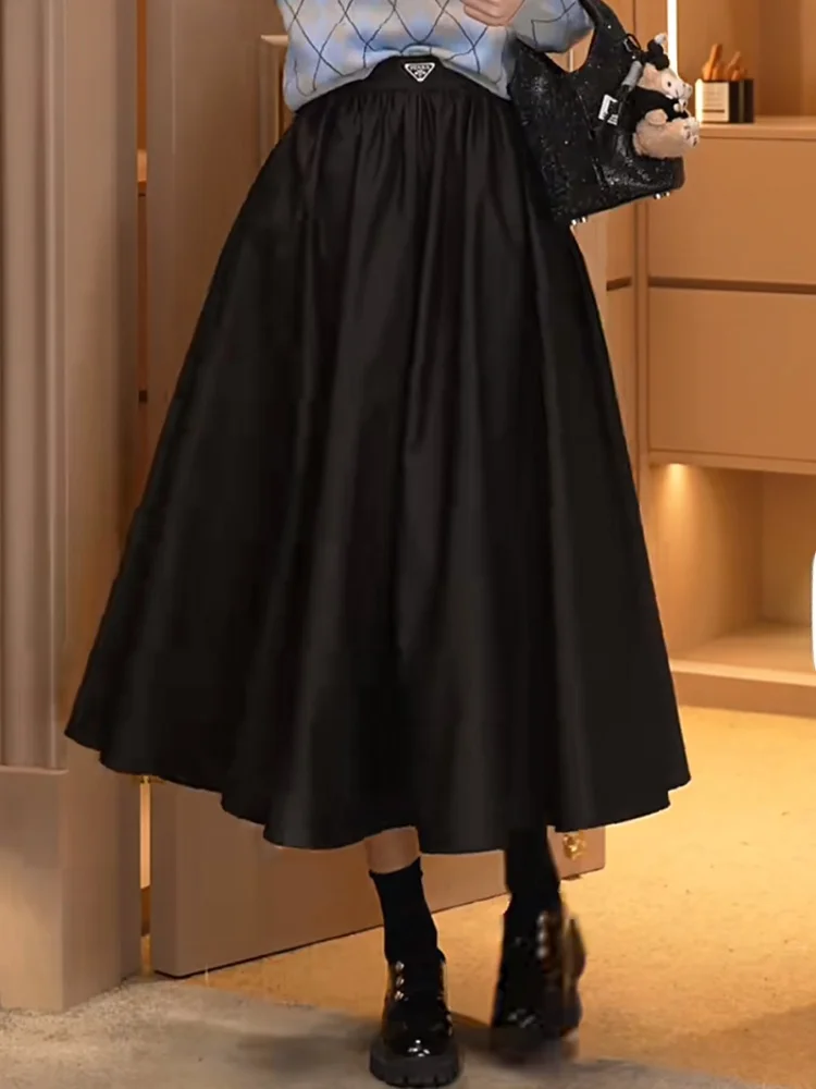 

Donna Юбка трапециевидной формы с высокой талией для похудения French Sle Теплое полиэфирное волокно Чистый цвет Повседневная полиэстер с высокой талией 00% S...