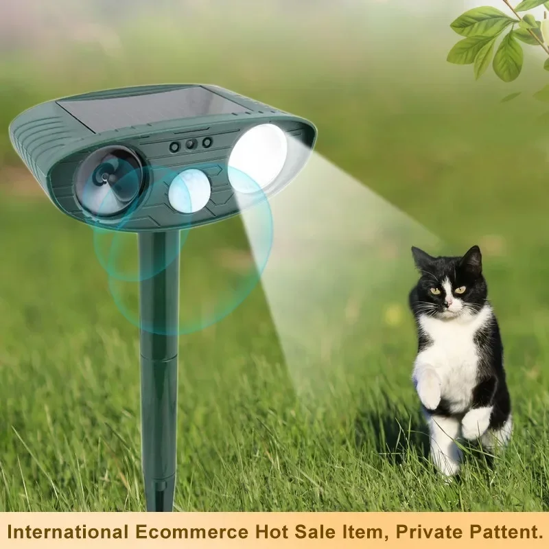 Ultrasonic Animal Repellant Cat Dog Repellant Solar Powered Rechargeable Garden Waterproof Animal Deterrent For Farm Yard 1Pcs