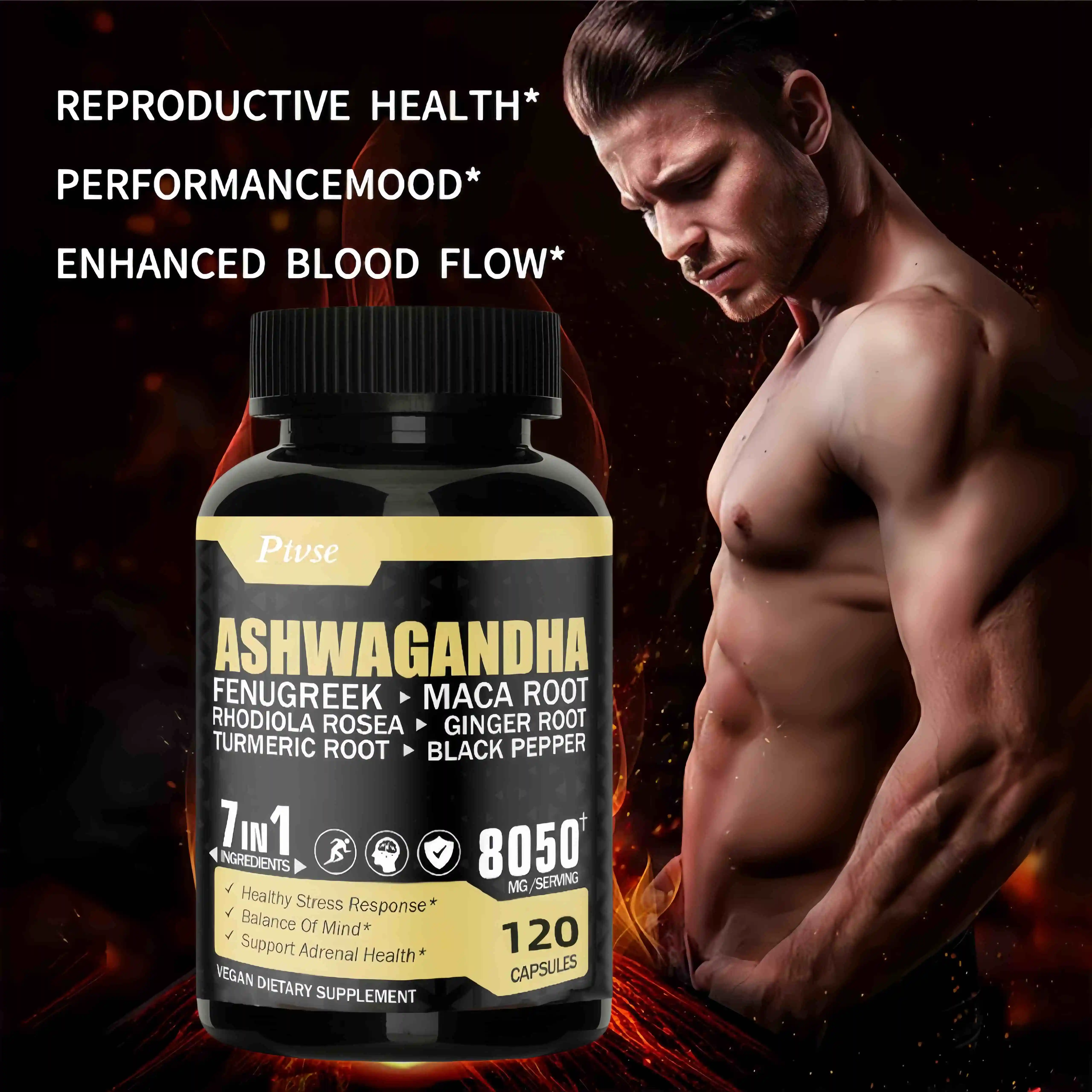 Ashwagandha Capsules Help Brain & Memory & Focus Health Anti Stress Health Sleep Benefit Immunity Vegetarian Capsules