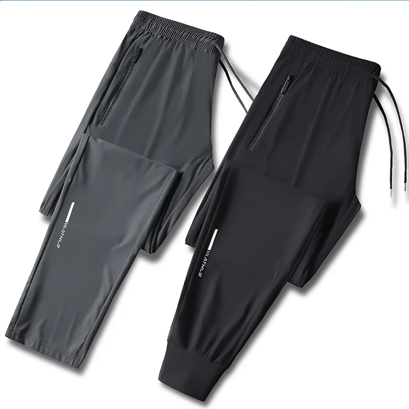 Ice For Men Ultra-Thin Summer Men's High Elasticity Sports And Leisure  Quick Drying Silk Skating Straight Leg Oversized