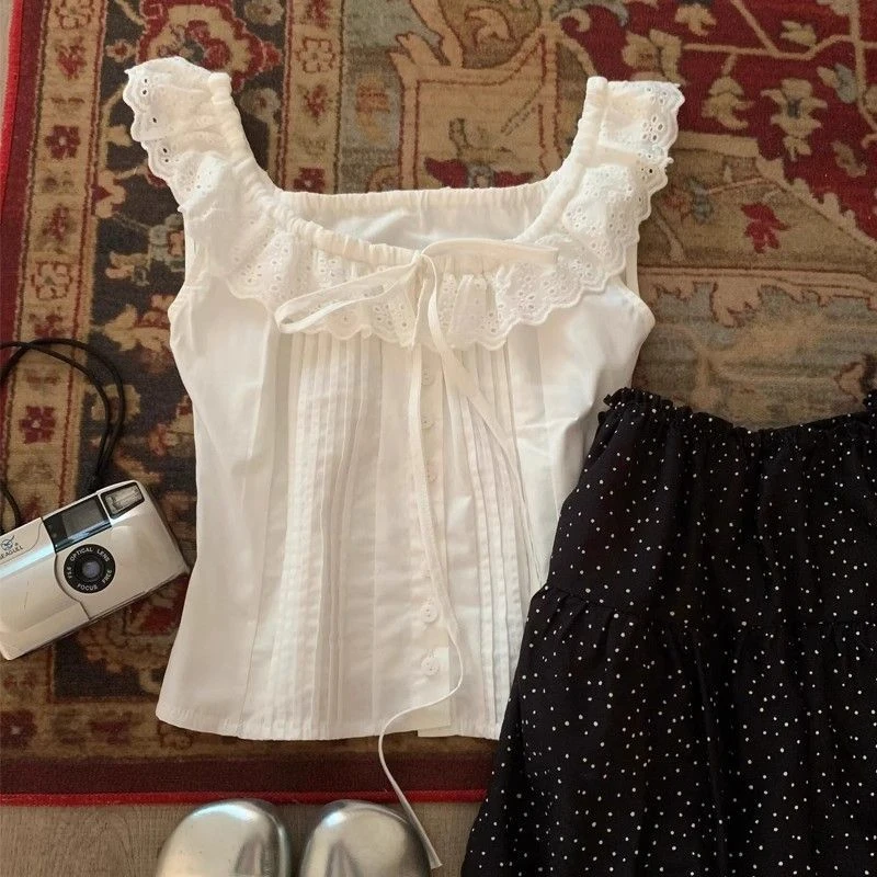 달콤한 프랑스어 우아한 티셔츠 미국 패션 Y2K 자르기 탑 반팔 티셔츠 여성 레트로 밀레니얼 핫 걸스 스트리트 의류